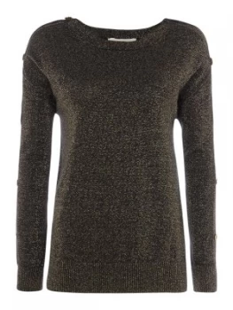Image of Michael Kors Lurex button sweater Gold