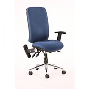 Image of Task Operators Chair Chiro High Back Blue Fabric With Height Adjustable And Folding Arms