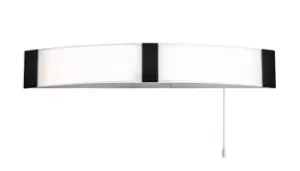 Image of Bathroom Wall Lamp c, w Shaver Socket & Pull Switch, 1 x 10W LED, 4000K, 900lm, IP44, Black, 3yrs Warranty