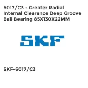 Image of 6017/C3 - Greater Radial Internal Clearance Deep Groove Ball Bearing 85X130X22MM