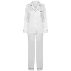 Image of Towel City Womens/Ladies Satin Long PJ Set (XS/S) (White)