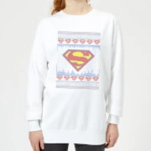 Image of DC Supergirl Knit Womens Christmas Sweatshirt - White - S