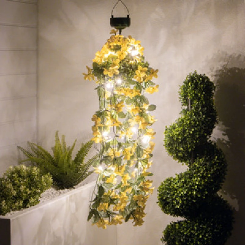 Image of Streetwize Solar Hanging Primrose Flower Lights - Yellow Yellow One Size