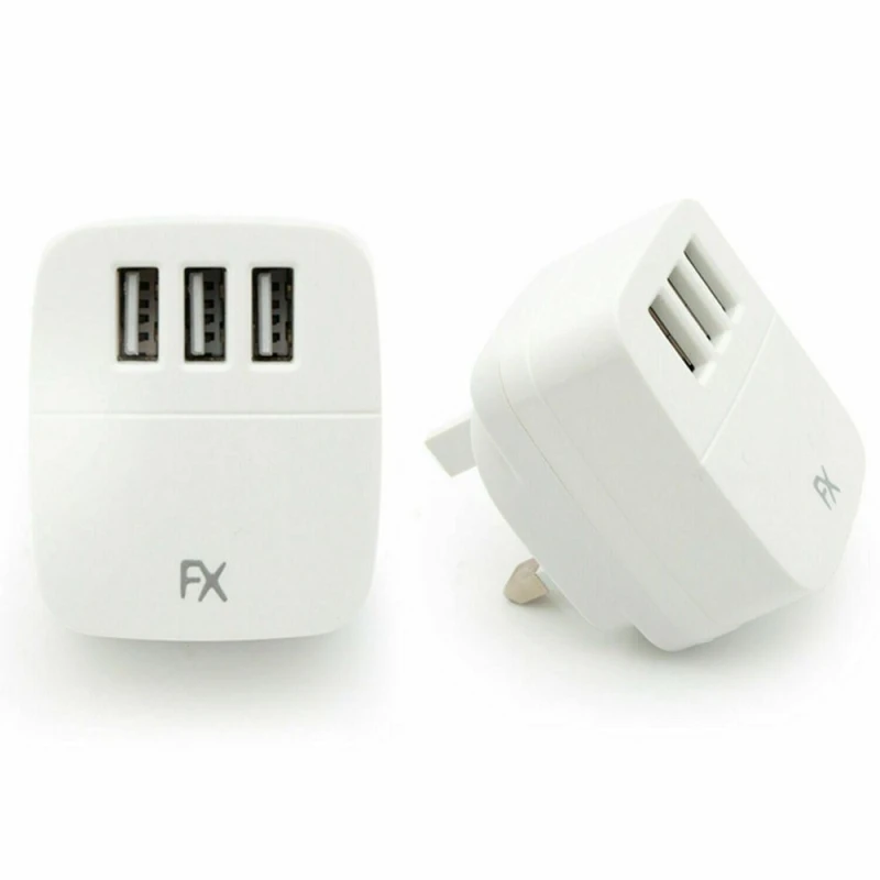 Image of Aquarius FX Powabud Mains USB Charger - 2 or 3 Port, 2.1Amp/3.1Amp - White - Simultaneous Charge - Intelligent IC Chip - Compact & Convenient