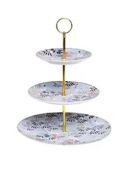 Image of Sara Miller 3 Tiered Cake Stand -Crane Garden Sky Blue