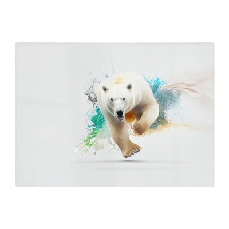 Image of Warren Reed Designer Charging Polar Bear Glass Chopping Board
