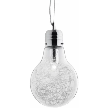 Image of Ideal Lux Lighting - Ideal Lux Luce Max - Light Bulb Shape Small Ceiling Pendant 1 Light Chrome, E27