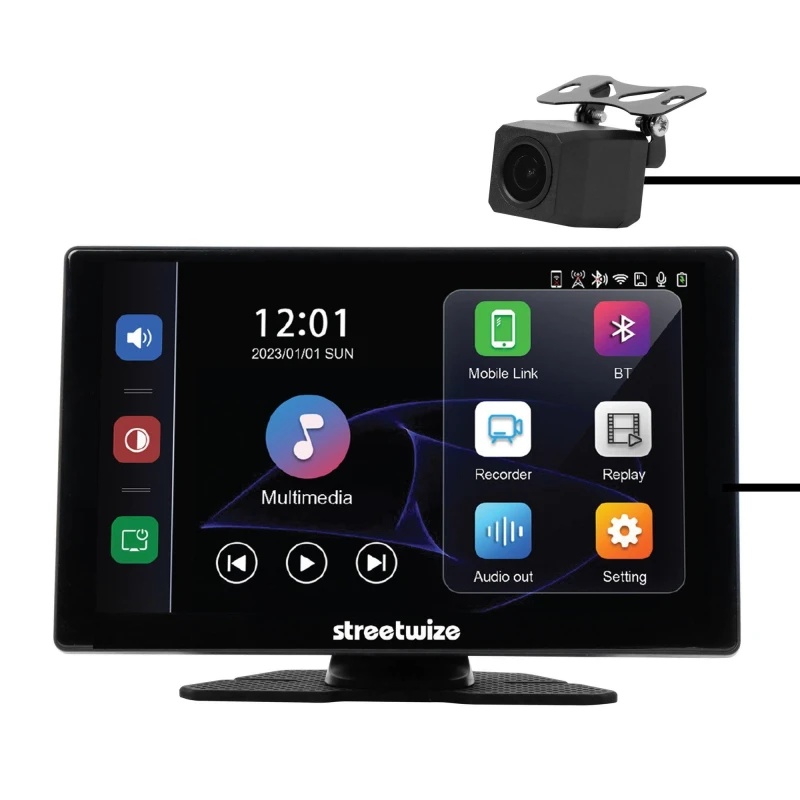 Image of Streetwize 9 FreePlay Car Display Unit with Rear Camera Black unisex 9 Inch