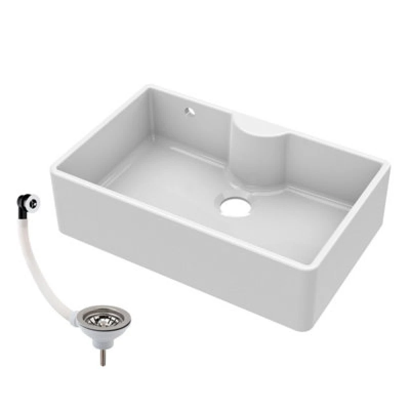 Image of Balterley 1 Bowl Fireclay Butler Sink Tap Ledge Overflow Waste 795x500x220mm White