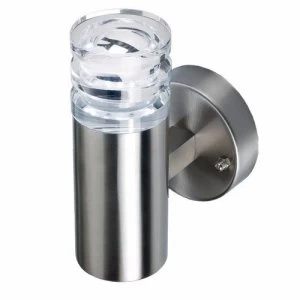 Image of KnightsBridge 1.2W IP44 LED Stainless Steel Upright Wall Light