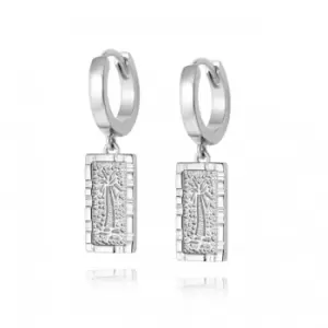 Image of Palm Engraved Drop Sterling Silver Earrings WE10_SLV