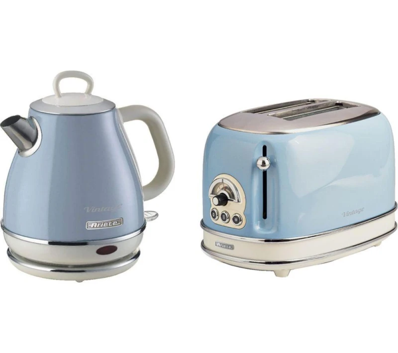 Image of ARIETE Vintage ARPK72 2-Slice Toaster & Kettle Bundle - Blue 5016368010372