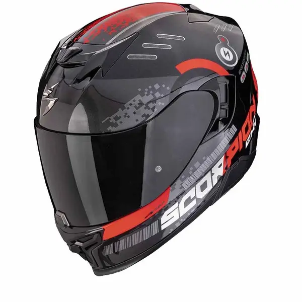 Image of Scorpion Exo-520 Evo Air Titan Metal Black Red Full Face Helmet S