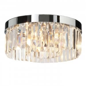 Image of 5 Light Bathroom Flush Ceiling Light Chrome, Clear Crystal (K9) Glass Detail IP44, G9