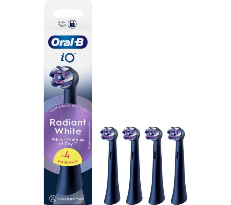 Image of ORAL B iO Radiant White Replacement Toothbrush Head Pack of 4, Black 8700216193924