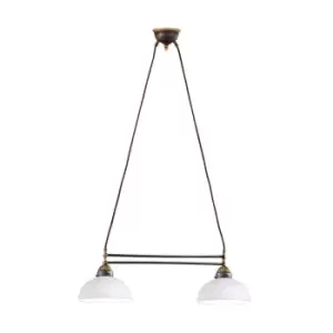 Image of Nonna Cottage Style Glass Straight Chandelier Matt Antique Brass, 2x E27