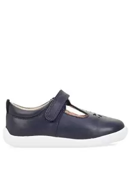 Image of Start-rite Girls Puzzle Soft Leather Easy Riptape T-Bar First Shoes - Navy Blue, Navy Leather, Size 5.5 Younger
