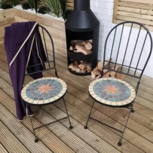 Image of Set of 2 Outdoor Black Metal Bistro Chairs for Garden Patio Balcony