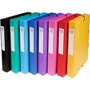 Image of Exacompta Filing Box 50400E A4 Assorted Mottled Pressboard 40 mm Pack of 8