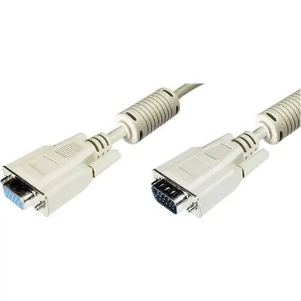 Image of Digitus Digitus VGA Cable extension VGA 15-pin plug, VGA 15-pin socket 5m Grey AK-310203-050-E screwable, incl. ferrite core VGA cable AK-310203-0