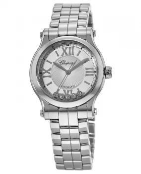 Image of Chopard Happy Sport Mini Automatic 30mm 5 Floating Diamonds Womens Watch 278573-3002 278573-3002