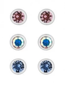 Image of Simply Silver Pack Of Three Besel Stud Earrings