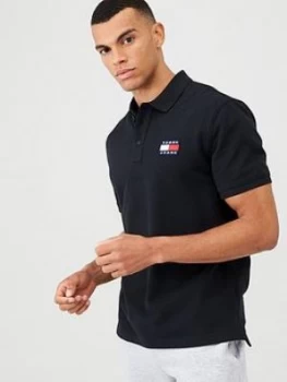 Image of Tommy Jeans Tommy Badge Polo Shirt - Black