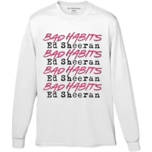 Image of Ed Sheeran - Bad Habits Stack Unisex XX-Large Long Sleeved T-Shirt - White