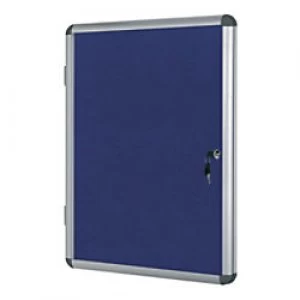 Image of Bi-Office Lockable Notice Board Enclore Swing Fabric Blue 32xA4