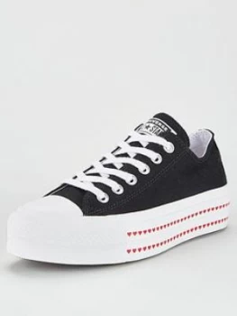 Image of Converse Chuck Taylor All Star Lift Love Canvas - Black/Red , Black/Red, Size 8, Women