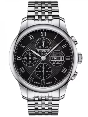 Image of Tissot Mens Le Locle Stainless Steel Bracelet Black Chronograph Rn...