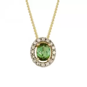 Image of Green Tourmaline Diamond Yellow Gold Surround Pendant GP2305G