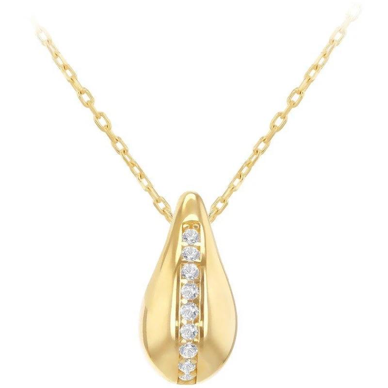 Image of Be You 9ct Gold CZ Teardrop Adjustable Necklace Yellow Gold female 16-17in