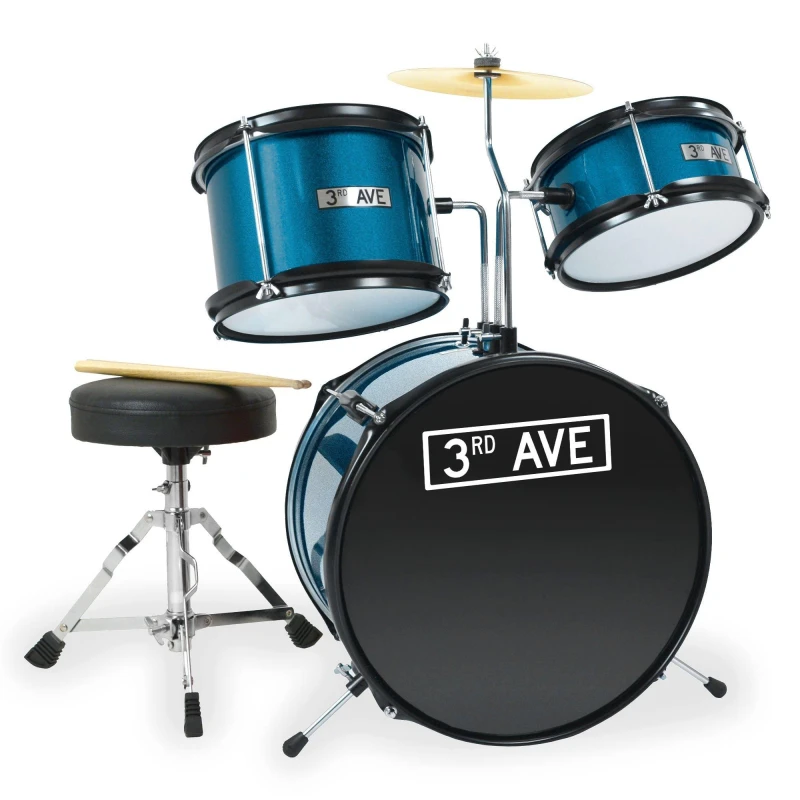 Image of 3rd Avenue 3 Piece Junior Drum Kit Blue unisex 3 Piece