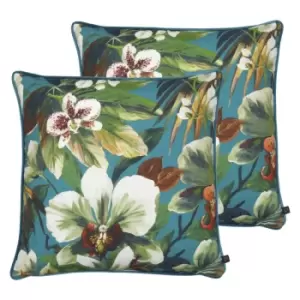 Image of Prestigious Textiles Moorea Polyester Filled Cushions Twin Pack Cotton Pacific