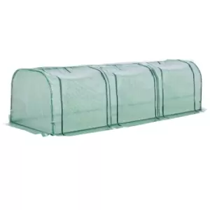 Image of Outsunny Tunnel Greenhouse Steel Frame For Garden Backyard With Zipper Doors - Green