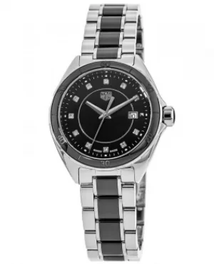 Image of Tag Heuer Formula 1 Quartz Black Diamond Dial Steel and Ceramic Womens Watch WBJ141AB.BA0973 WBJ141AB.BA0973