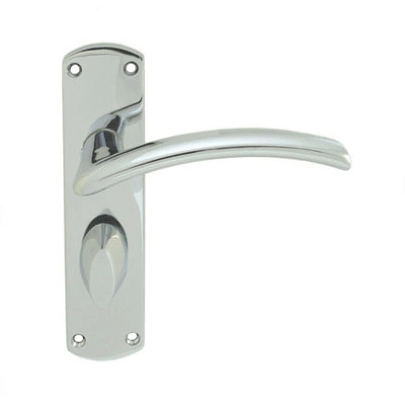 Image of Loops Arched Lever on Bathroom Backplate Door Handle 170 x 42mm Polished Chrome Multi