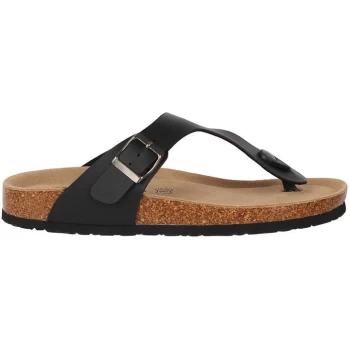 Image of Linea Cork Toe Post Sandals - Black