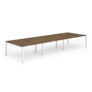Image of B2B White Frame Bench Desk 1200 Walnut 6 Pod