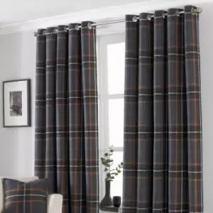 Image of Aviemore Tartan Faux Wool Eyelet Curtains Rust