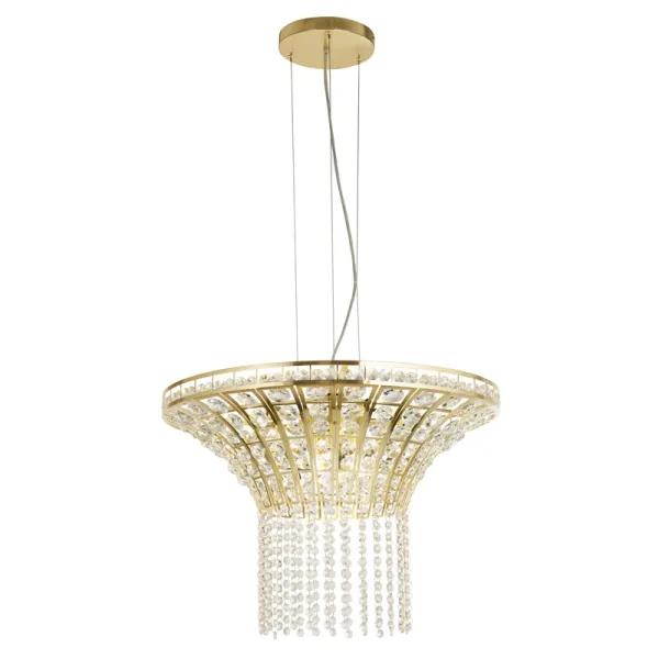 Image of Searchlight Gemma 8 Light Chandelier - Satin Brass