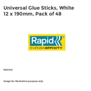 Image of Rapid Universal Glue Sticks, White 12 x 190mm, Pack of 48