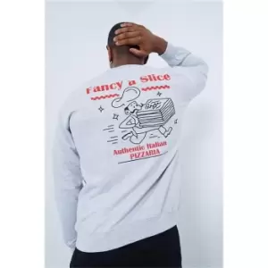 Image of I Saw It First Grey Marl Pizza Sweatshirt - Grey