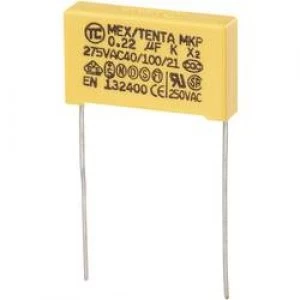 Image of MKP X2 suppression capacitor Radial lead 0.22 uF 275 V AC 10 22.5mm L x W x H 26.5 x 7 x 17mm MKP X2