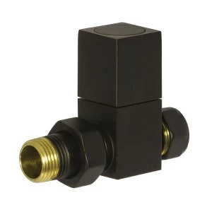 Image of Heating Style Square Straight Radiator Valves - Black