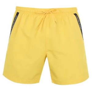 Image of Calvin Klein Calvin Diagonal Tape Swim Shorts - Yellow 707