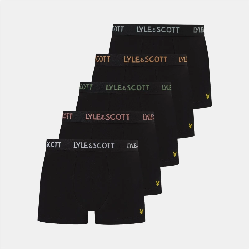 Image of Lyle and Scott Miller 5 Pack Boxer Shorts Black male 2XL