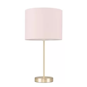 Image of Value Essentials Charlie Gold Table Lamp with Blush Pink Shade