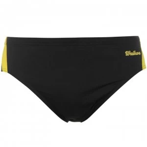 Image of WaiKoa 8cm Swimming Brief Mens - Black/Yellow